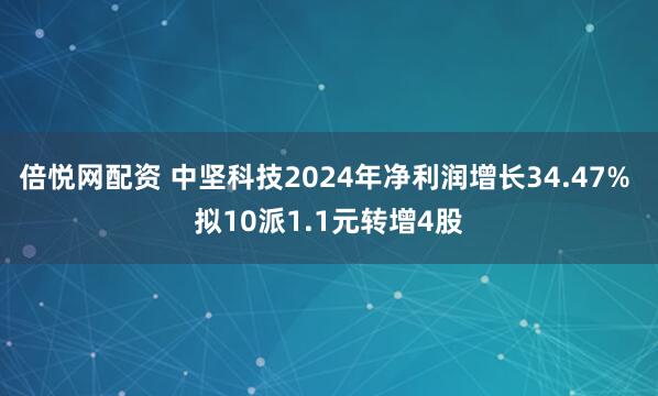 倍悦网配资 中坚科技2024年净利润增长34.47% 拟10派1.1元转增4股